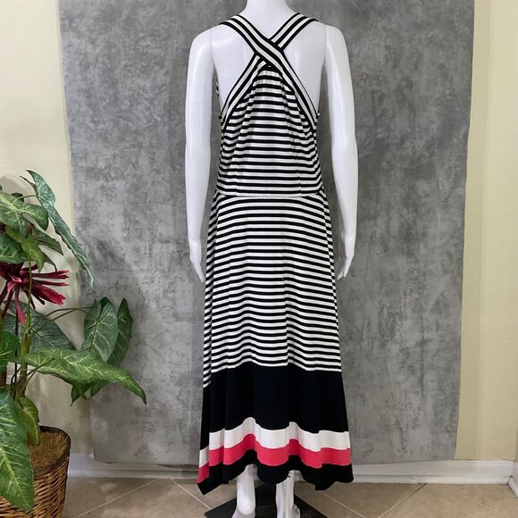 Signature by Robbie Bee Sleeveless Maxi Dress Size L Multi contrasting stripes - Picture 3 of 12